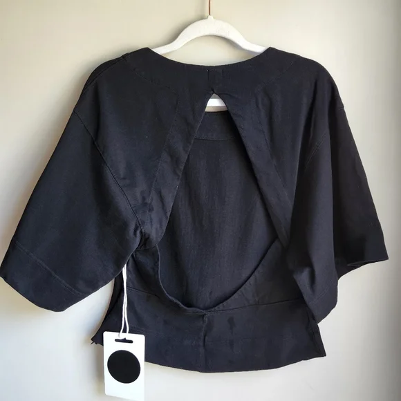 Bassike Double Jersey Batwing Short Sleeve T-shirt In Black Size XL - Picture 4 of 8